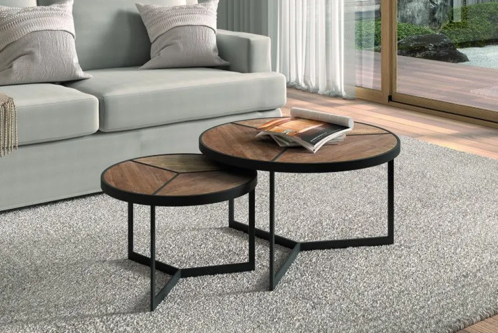 rousseau__salontafel_lave_0.webp Rousseau - Salontafel Laveu - Set van 2 - Donkere Eik/Zwart - 70x40x70cm | Belga Meubelen Online