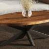 Rousseau - Salontafel Madeira Ovaal Mango hout - 45x130x70 cm | Belga Meubelen Discount