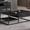 Rousseau - Salontafel Madeira 120 cm Mango hout zwart - 40x120x60 cm | Belga Meubelen Online