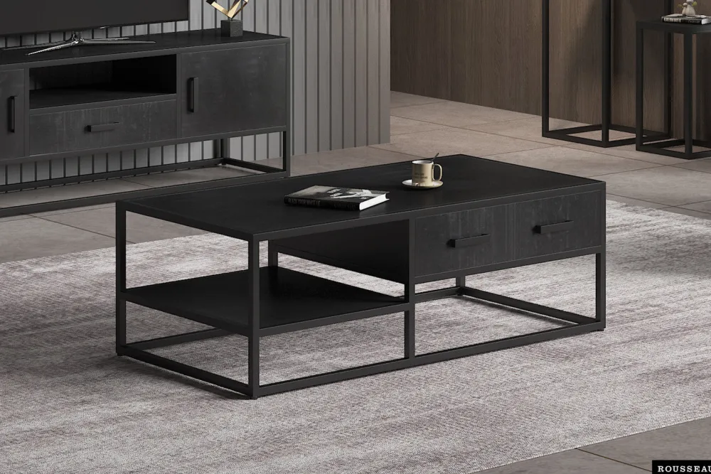 rousseau__salontafel_made_0-2.webp Rousseau - Salontafel Madeira 120 cm Mango hout zwart - 40x120x60 cm | Belga Meubelen Online