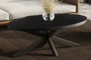 Rousseau - Salontafel Madeira Ovaal Mango hout zwart - 45x130x70 cm | Belga Meubelen Hot