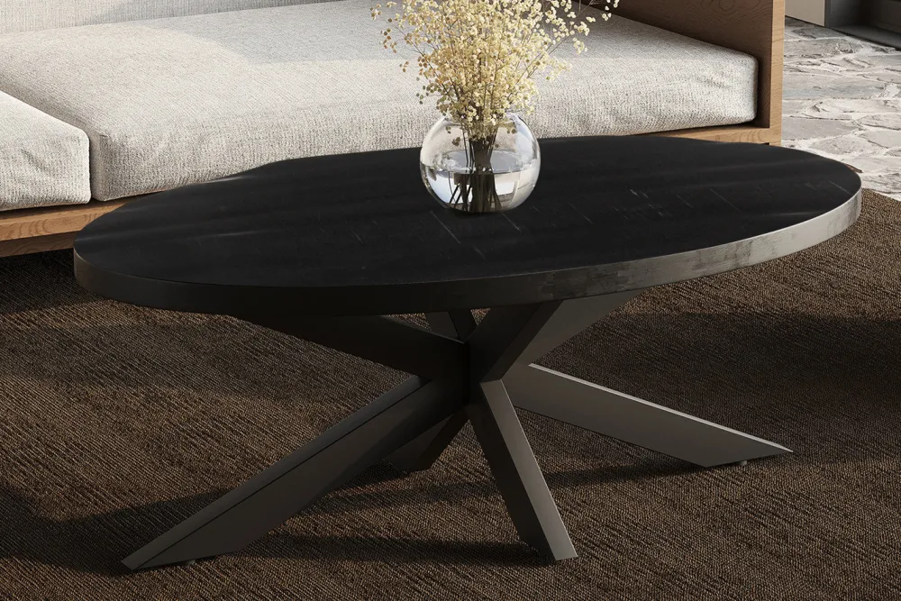 rousseau__salontafel_made_0.webp Rousseau - Salontafel Madeira Ovaal Mango hout zwart - 45x130x70 cm | Belga Meubelen Hot