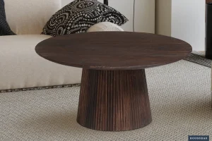 Rousseau - Salontafel Miguel 80 cm Rond Mango hout Donkerbruin - 38x80x80 cm | Belga Meubelen Best