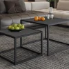 Rousseau - Salontafel Quinn 2-delig Mango hout Zwart - 45x65x65cm | Belga Meubelen Hot
