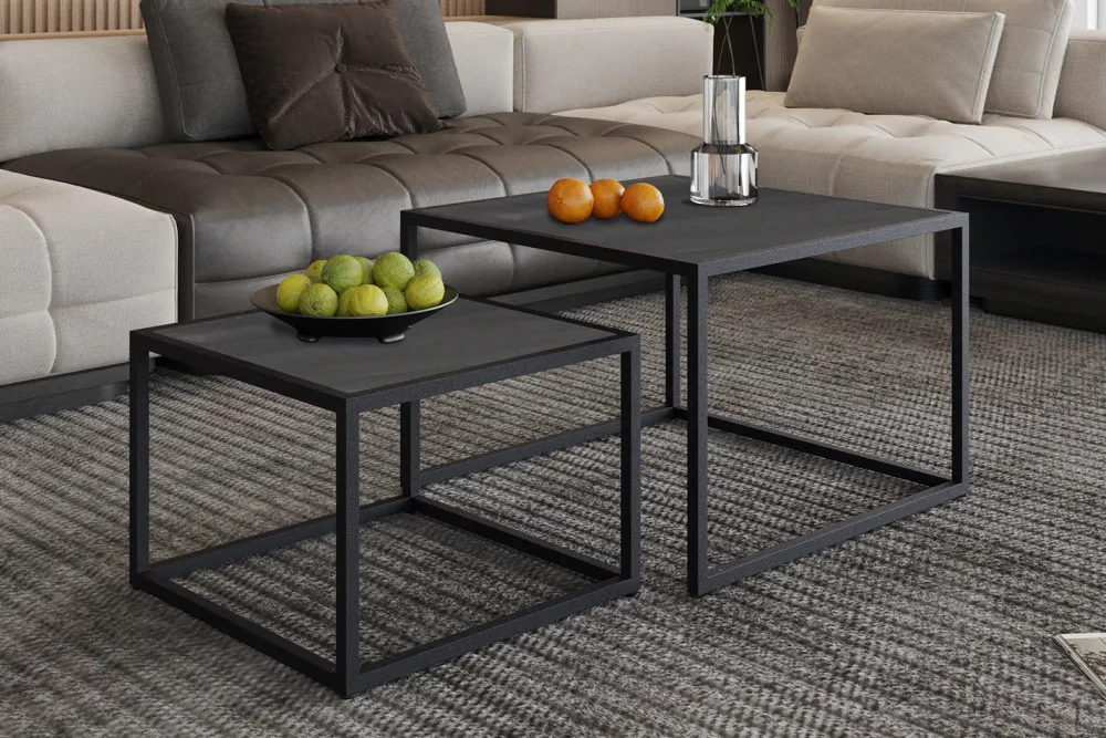 rousseau__salontafel_quin_0.webp Rousseau - Salontafel Quinn 2-delig Mango hout Zwart - 45x65x65cm | Belga Meubelen Hot