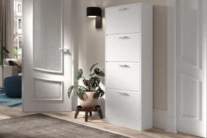 Rousseau - Schoenenkast Carini 4 laden Wit - 155x63x23 cm | Belga Meubelen New