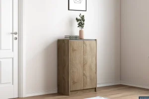 Rousseau - Schoenenkast Lilly 2 deuren Sonoma - 90x60x35 cm | Belga Meubelen Outlet