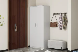 Rousseau - Schoenenkast Mike 2 deuren Wit - 183x80x37 cm | Belga Meubelen Online
