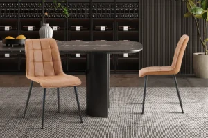Rousseau - Set van 4 stoelen Furas Vintage PU Cognac - 88x46.5x59.5 cm | Belga Meubelen Hot