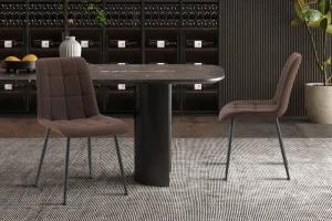 Rousseau - Set van 4 stoelen Furas PU Donkerbruin - 88x46.5x59.5 cm | Belga Meubelen Online