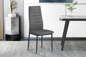 Rousseau - Set van 4 stoelen Cato/Kenzo PU Grijs - 96x41x48 cm | Belga Meubelen Clearance