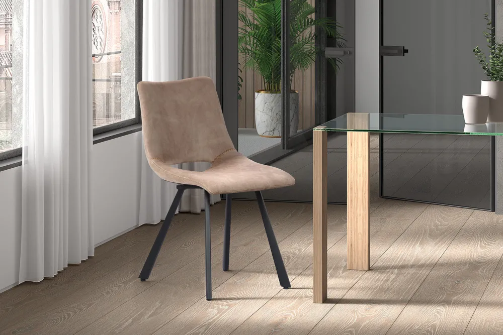 rousseau__stoel_assisi_fl_0-3.webp Rousseau - Stoel Assisi Fluweel Beige - 83x47x58 cm | Belga Meubelen Clearance