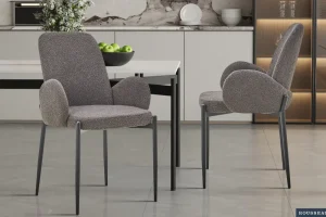 Rousseau - Stoel Bilbao Boucle - Grijs - 88x60x57 cm | Belga Meubelen New