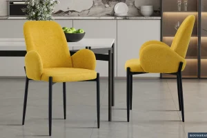 Rousseau - Stoel Bilbao Stof Geel - 88x60x57 cm | Belga Meubelen Fashion