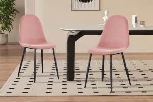 Rousseau - Stoel Boy Fluweel Roze - 87x49x54 cm | Belga Meubelen Discount