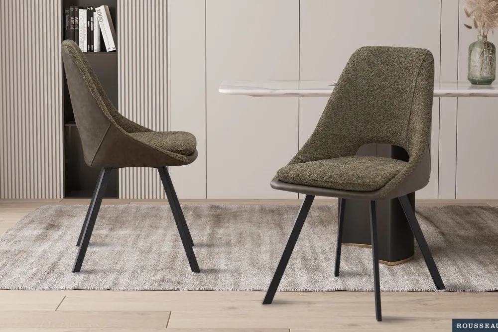 rousseau__stoel_filou_bou_0-1.webp Rousseau - Stoel Filou Boucle - Groen Rug PU Donkergroen - 85x48x56 cm | Belga Meubelen Outlet