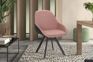 Rousseau - Stoel Jan Stof Roze Rug PU Donkergrijs - 85x55x62 cm | Belga Meubelen Fashion