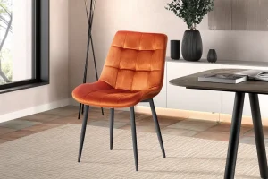 Rousseau - Stoel Juta Fluweel Oranje - 82x50x59 cm | Belga Meubelen Hot