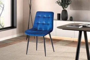 Rousseau - Stoel Juta Fluweel Blauw - 82x50x59 cm | Belga Meubelen Hot