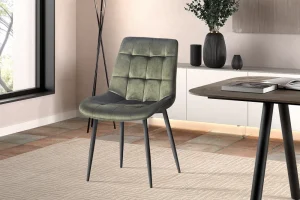 Rousseau - Stoel Juta Fluweel Groen - 82x50x59 cm | Belga Meubelen Clearance