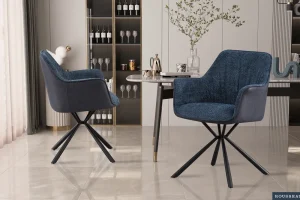 Rousseau - Stoel Lucie Boucle - Blauw Rug PU Blauw - 82.5x62x63 cm | Belga Meubelen Fashion