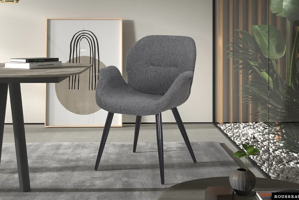 rousseau__stoel_maxim_sto_0-1.webp Rousseau - Stoel Maxim Stof Grijs - 85x64x60 cm | Belga Meubelen Clearance