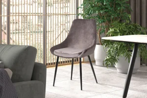 Rousseau - Stoel Mirano Fluweel Grijs - 86x49x61 cm | Belga Meubelen Discount