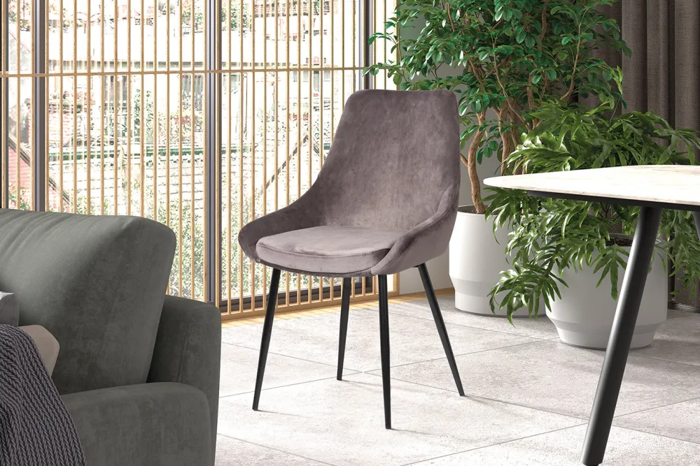 rousseau__stoel_mirano_fl_0.webp Rousseau - Stoel Mirano Fluweel Grijs - 86x49x61 cm | Belga Meubelen Discount