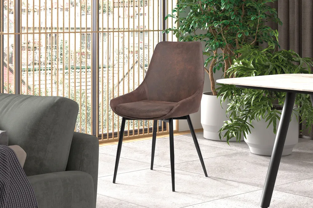 rousseau__stoel_mirano_mi_0-1.webp Rousseau - Stoel Mirano Micro fiber PU Bruin - 86x49x61 cm | Belga Meubelen New
