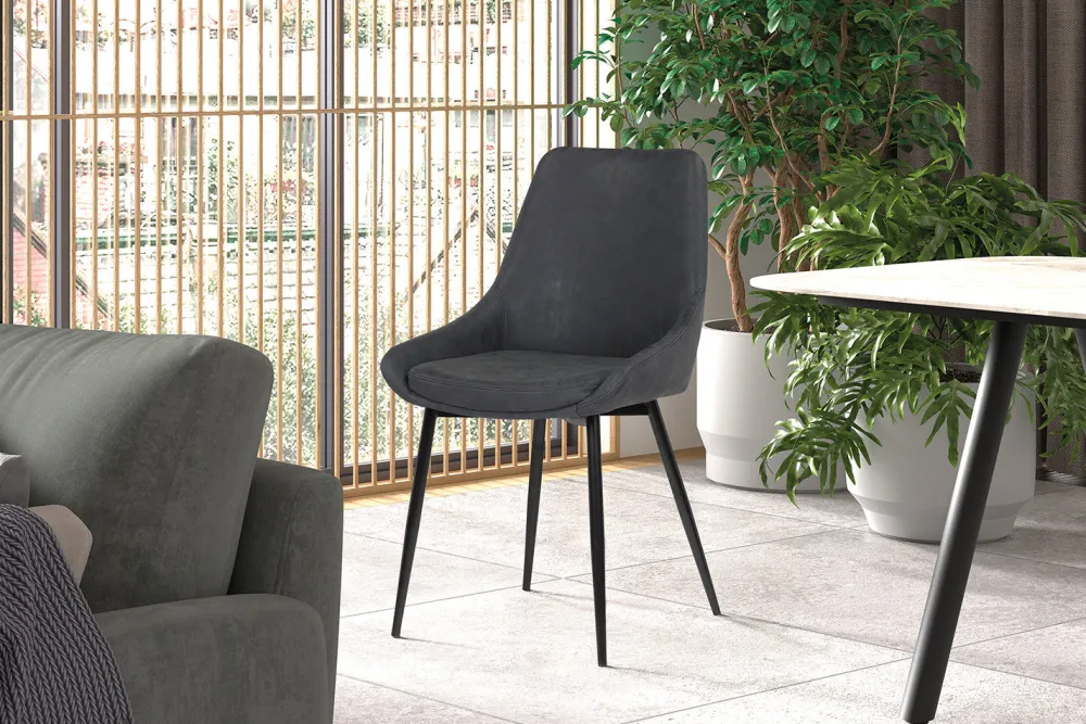 rousseau__stoel_mirano_pu_0-1.webp Rousseau - Stoel Mirano PU Donkergrijs - 86x49x61 cm | Belga Meubelen Clearance