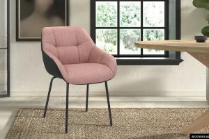 Rousseau - Stoel Sem Stof Roze Rug PU Donkergrijs - 85x57.5x65 cm | Belga Meubelen New