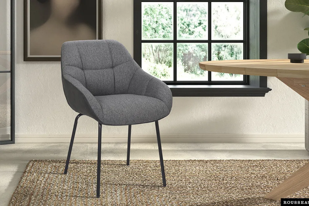 rousseau__stoel_sem_stof__0-2.webp Rousseau - Stoel Sem Stof Grijs Rug PU Donkergrijs - 85x57.5x65 cm | Belga Meubelen Clearance