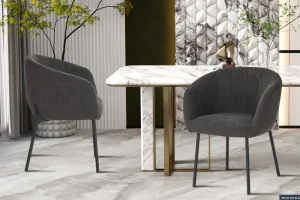 Rousseau - Stoel Sevilla Boucle - Grijs - 79x57x62 cm | Belga Meubelen Best