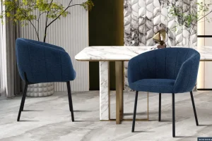 Rousseau - Stoel Sevilla Stof Blauw - 79x57x62 cm | Belga Meubelen Discount