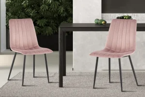 Rousseau - Stoel Willis Fluweel Roze - 86x45x55 cm | Belga Meubelen Hot