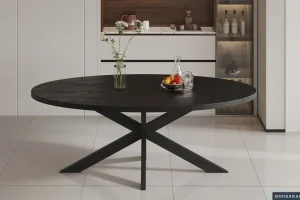 Rousseau - Tafel Alexa 200 cm Ovaal Mango hout zwart - 76x200x100cm | Belga Meubelen New