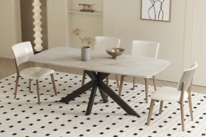 Rousseau - Tafel Apollo 180 cm Deens Ovaal Glanzend Steen Shakespear Beige - 76x180x90cm | Belga Meubelen Clearance