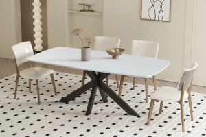 Rousseau - Tafel Apollo 180 cm Deens Ovaal Steen Baroque Grijs - 76x180x90cm | Belga Meubelen Outlet