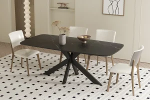 Rousseau - Tafel Apollo 180 cm Deens Ovaal Steen Zwart - 76x180x90cm | Belga Meubelen Fashion