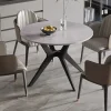Rousseau - Tafel Apollo 110 cm Rond Glanzend Steen Italian Grijs - 75.5x110x110cm | Belga Meubelen Sale