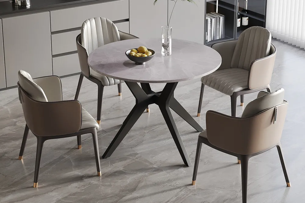 rousseau__tafel_apollo__c_0-6.webp Rousseau - Tafel Apollo 110 cm Rond Glanzend Steen Italian Grijs - 75.5x110x110cm | Belga Meubelen Sale