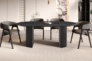 Rousseau - Tafel Lagos 200 cm Ovaal Decor Donkerbruin - 76x200x110 cm | Belga Meubelen Sale