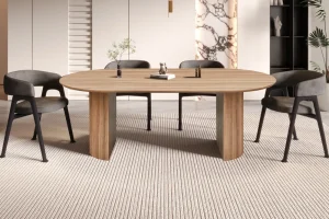 Rousseau - Tafel Lagos 220 cm Ovaal Decor Oude eik - 76x220x110 cm | Belga Meubelen Discount