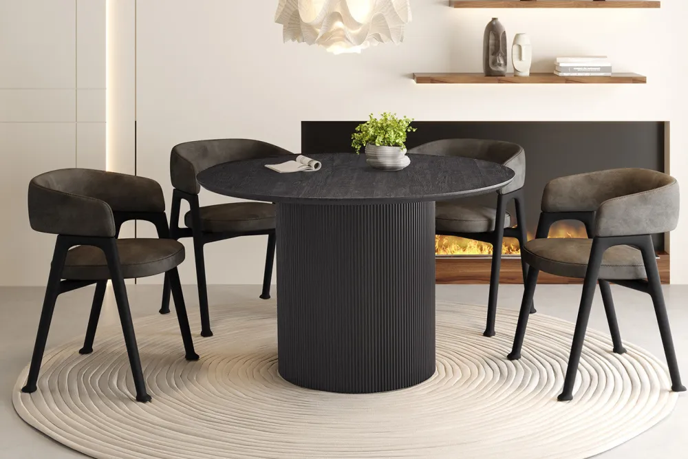 rousseau__tafel_lagos__cm_0-5.webp Rousseau - Tafel Lagos 120 cm Rond Decor Donkerbruin - 76x120x120 cm | Belga Meubelen Online