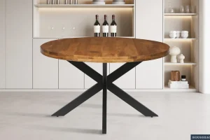 Rousseau - Tafel Maria 130 cm Rond Mango hout - 76x130x130cm | Belga Meubelen Online