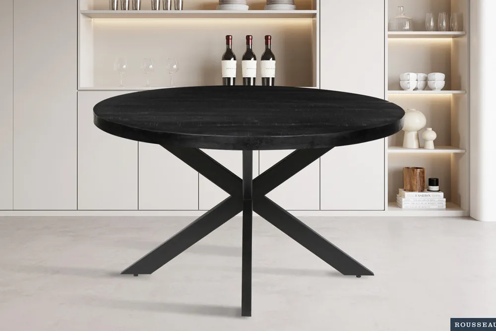 rousseau__tafel_maria__cm_0.webp Rousseau - Tafel Maria 130 cm Rond Mango hout Zwart - 76x130x130cm | Belga Meubelen Outlet