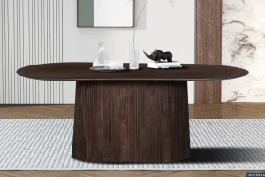 Rousseau - Tafel Miguel 200 cm Ovaal Mango hout Donkerbruin - 76x200x100 cm | Belga Meubelen Outlet