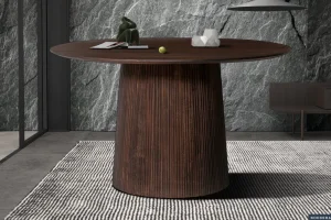 Rousseau - Tafel Miguel 130 cm Rond Mango hout Donkerbruin - 76x130x130 cm | Belga Meubelen Sale