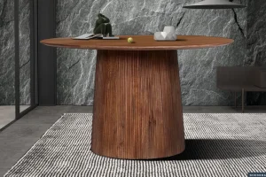 Rousseau - Tafel Miguel 130 cm Rond Mango hout Lichtbruin - 76x130x130 cm | Belga Meubelen Fashion