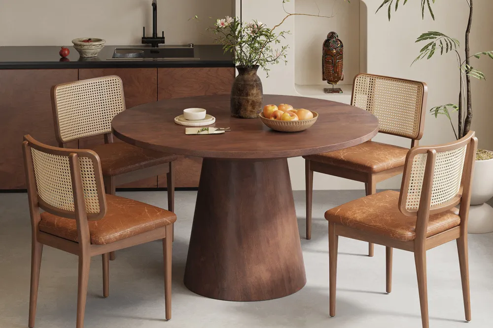 rousseau__tafel_tommy__cm_0.webp Rousseau - Tafel Tommy 130 cm Rond Mango hout Bruin - 77x130x100cm | Belga Meubelen Fashion